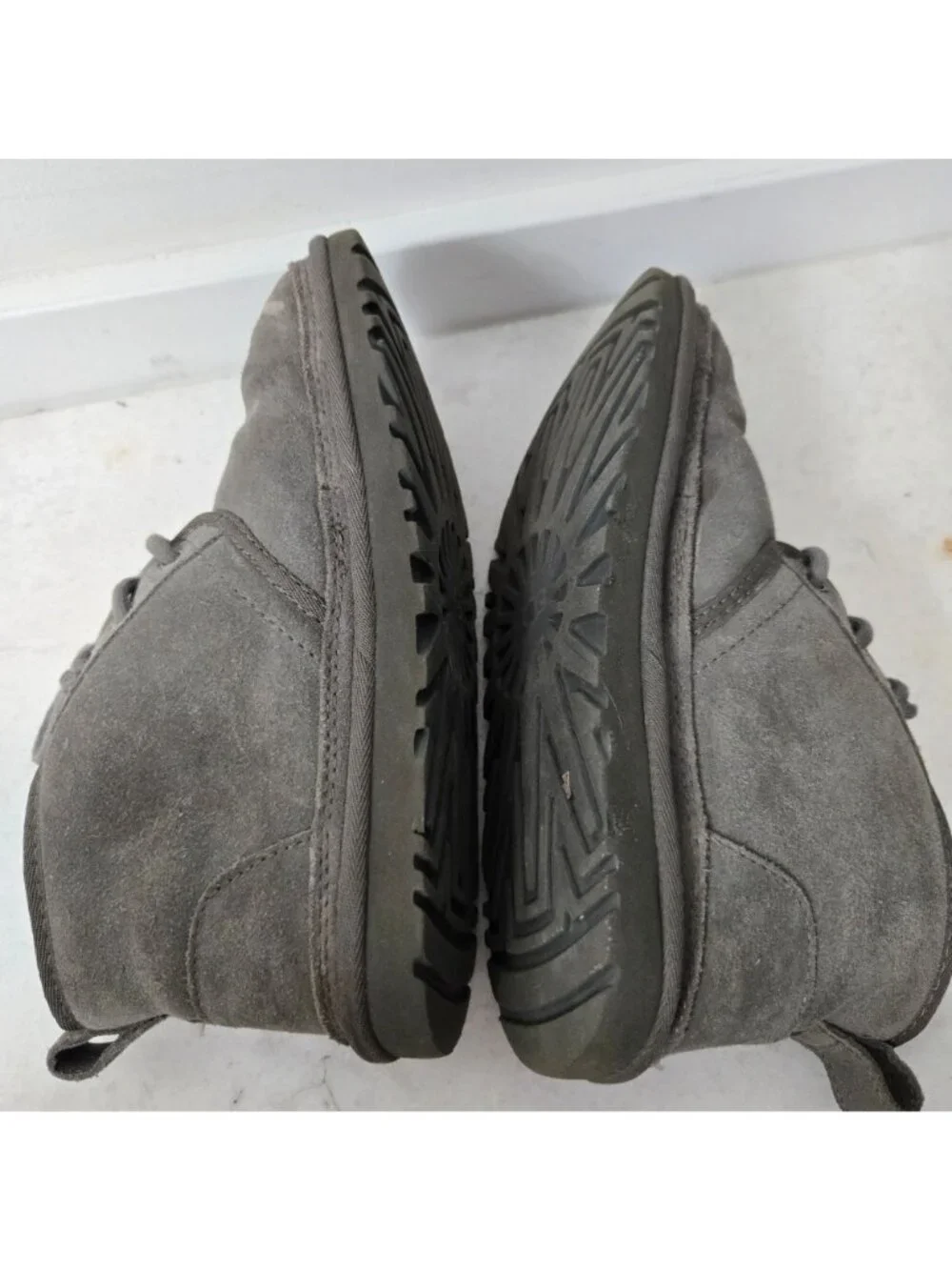 UGG Men's Size 6 Neumel Suede Grey Chukka Boots Lace-Up Wool Blend Lined
